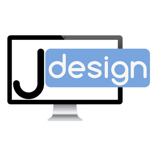 Agence web Jdesign écran d'ordinateur avec le lettre j et le mot design dans l'ecran le fond est blanc