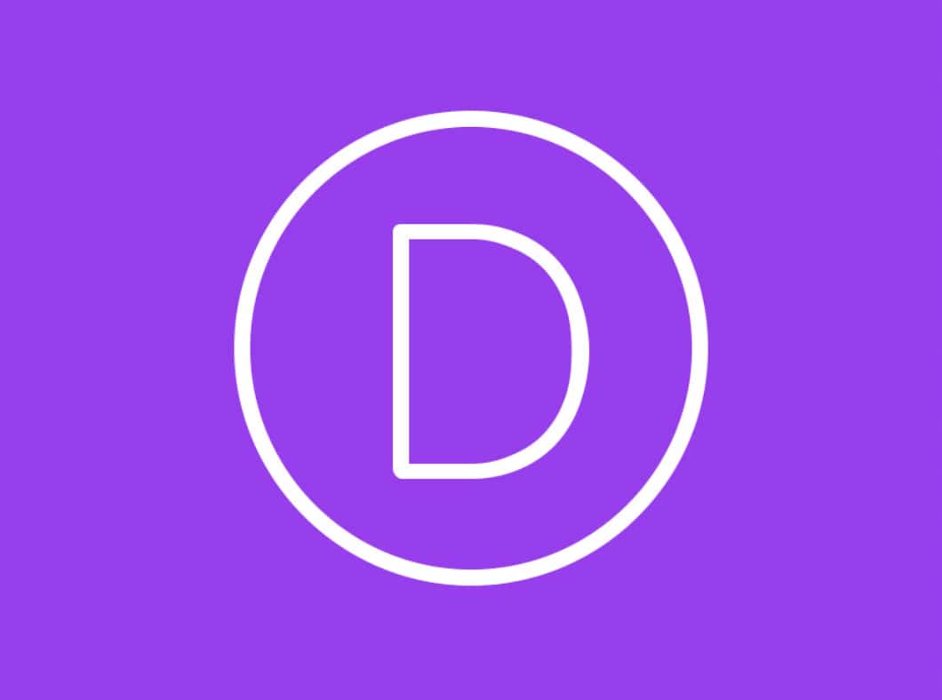 thème WordPress DIVI : logo DIVI sous fond violet